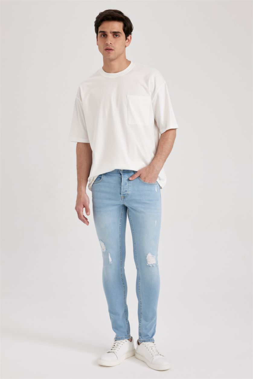 رجال أزرق فاتح Skinny Comfort Fit Trousers