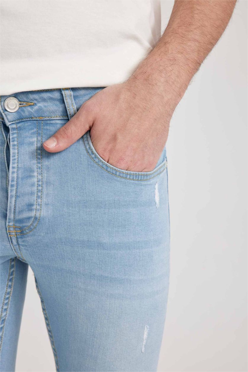 رجال أزرق فاتح Skinny Comfort Fit Trousers