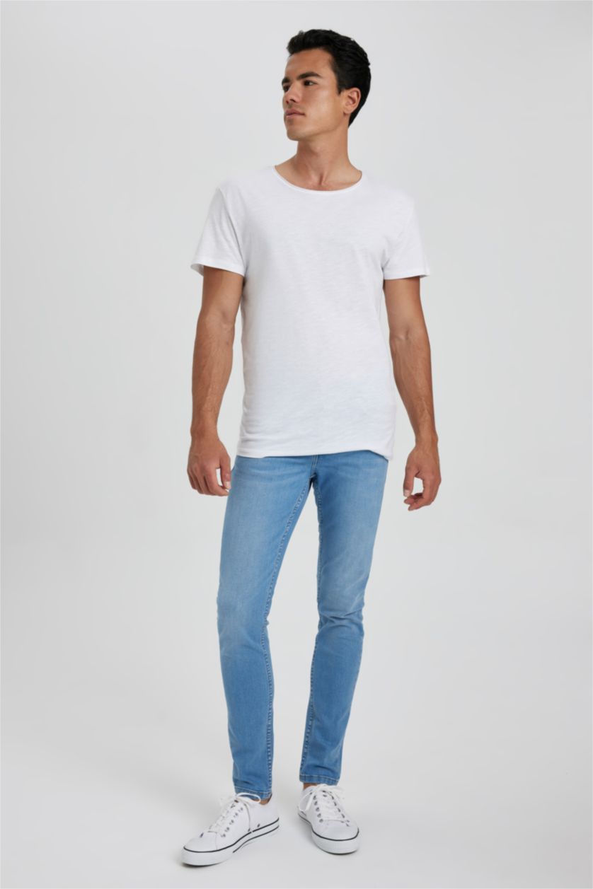 رجال أزرق فاتح بنطلون جينز سوبر سكيني فيت