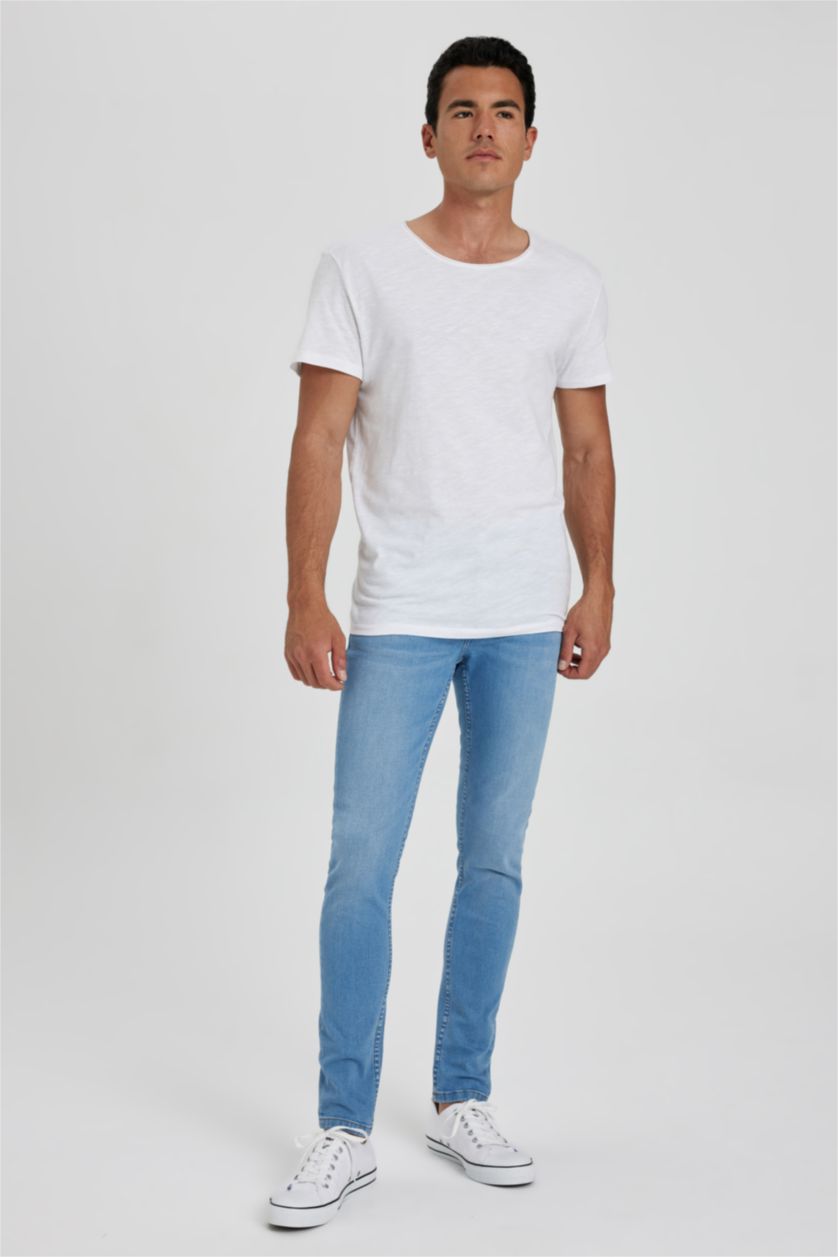 رجال أزرق فاتح بنطلون جينز سوبر سكيني فيت