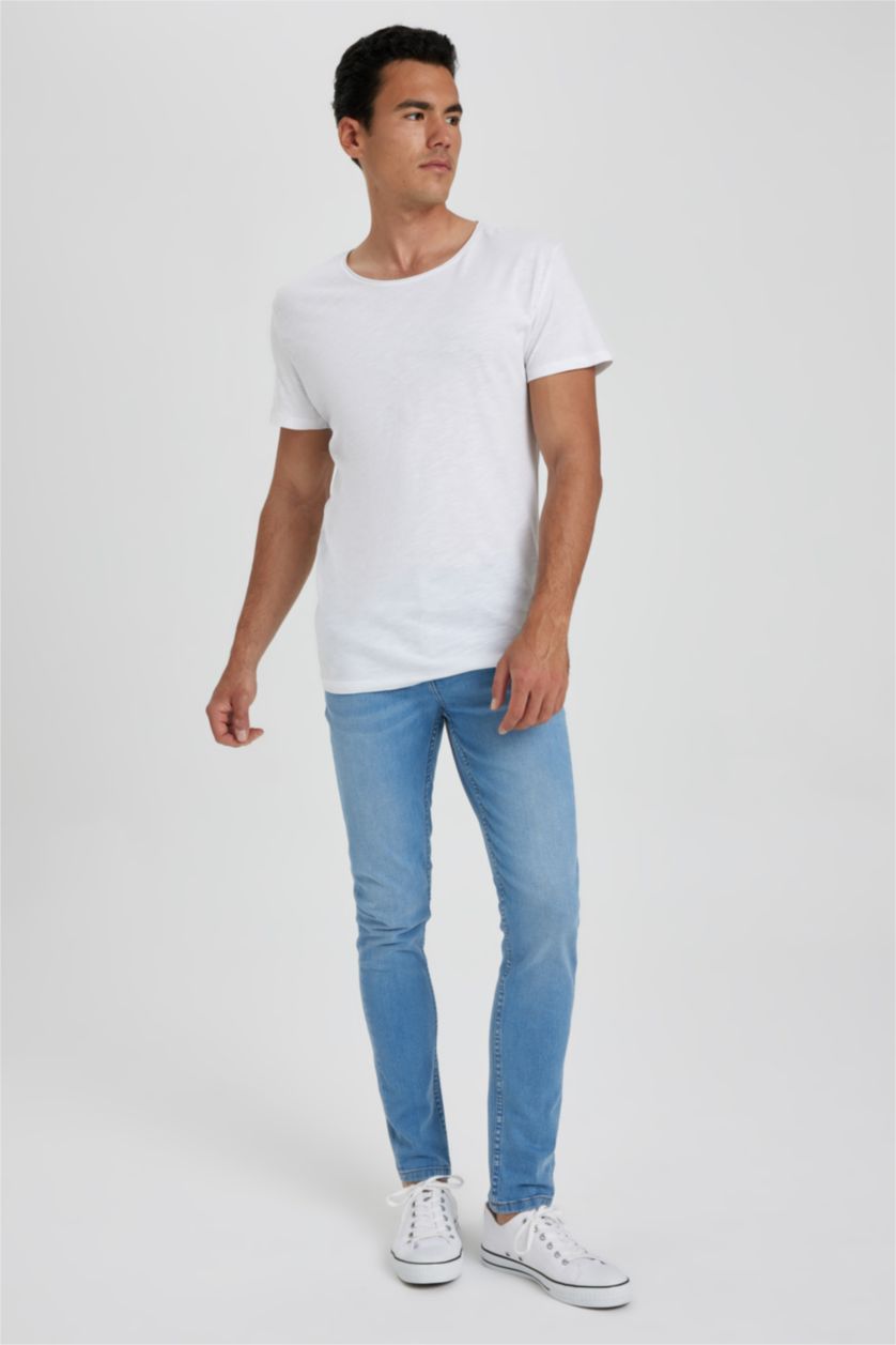 رجال أزرق فاتح بنطلون جينز سوبر سكيني فيت