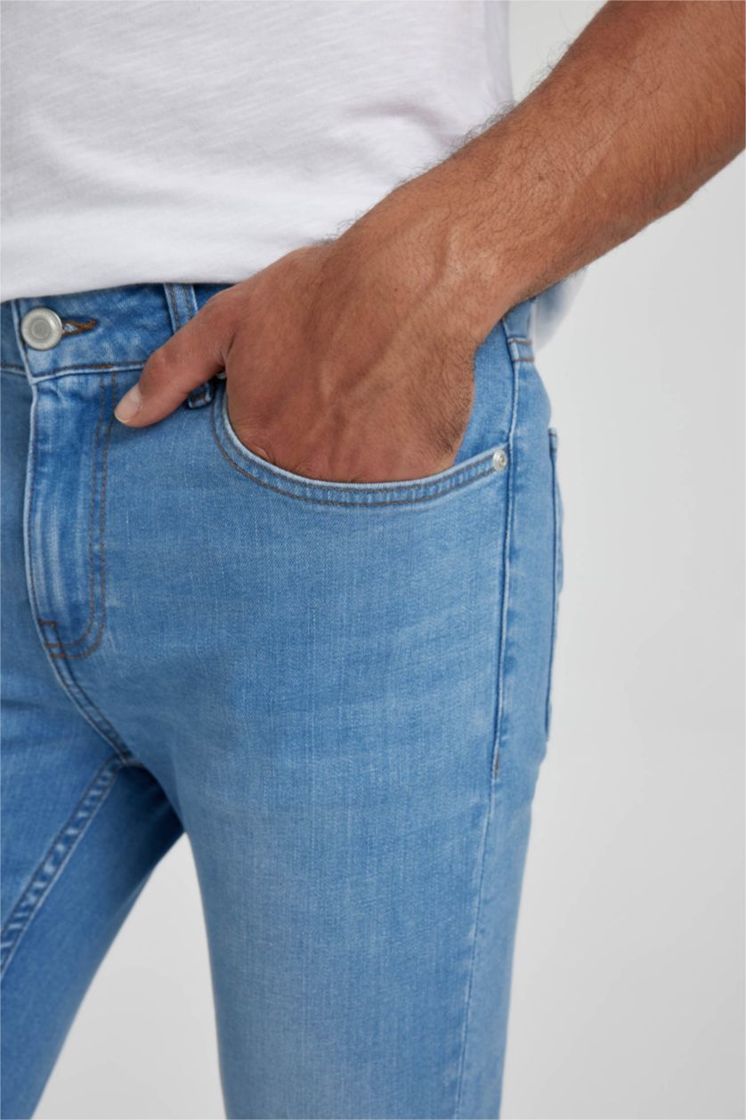 رجال أزرق فاتح بنطلون جينز سوبر سكيني فيت