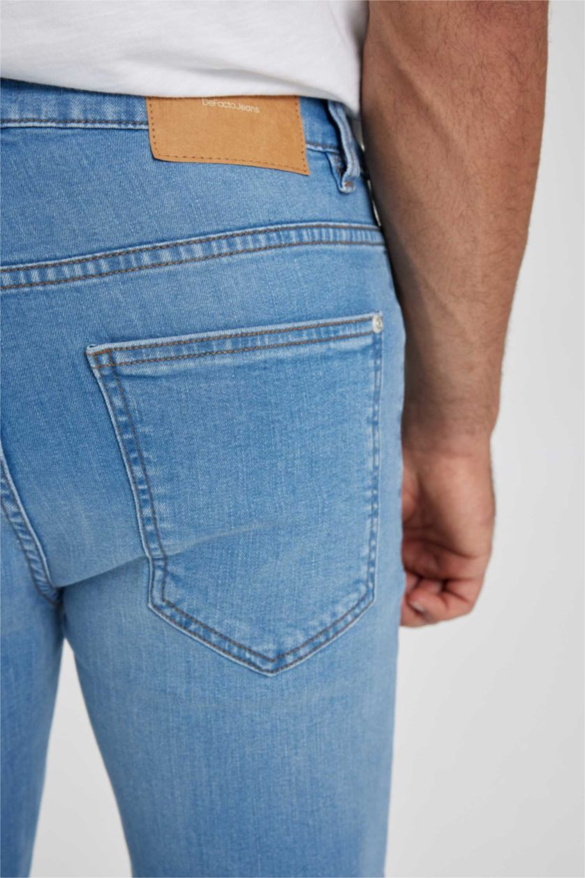 رجال أزرق فاتح بنطلون جينز سوبر سكيني فيت