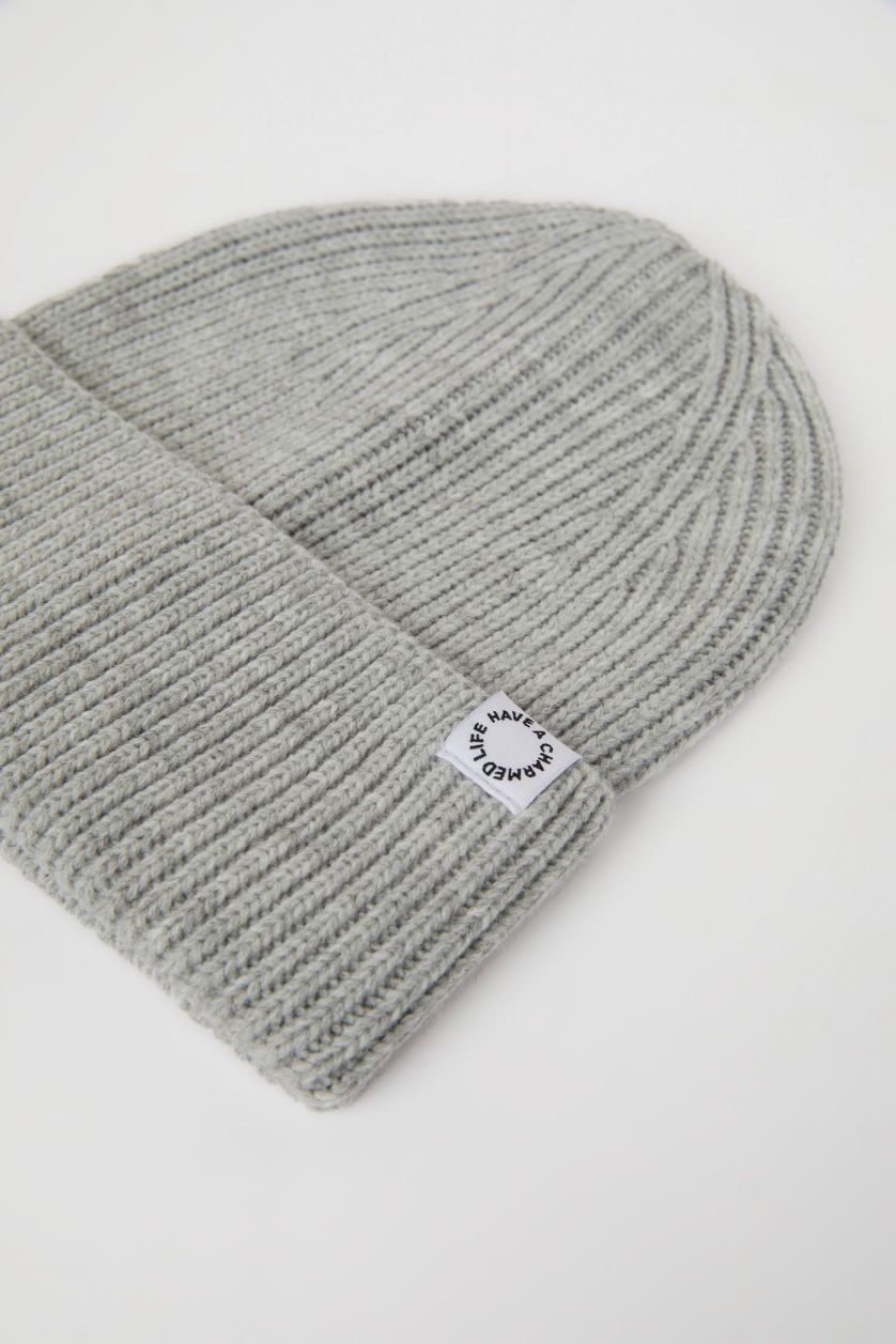 Kadın Gri Kadın Dokuma Etiketli Triko Bere