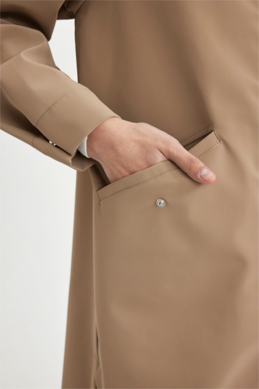 Женщины Верблюжья шерсть Дождевик водооотталкивающий с капюшоном