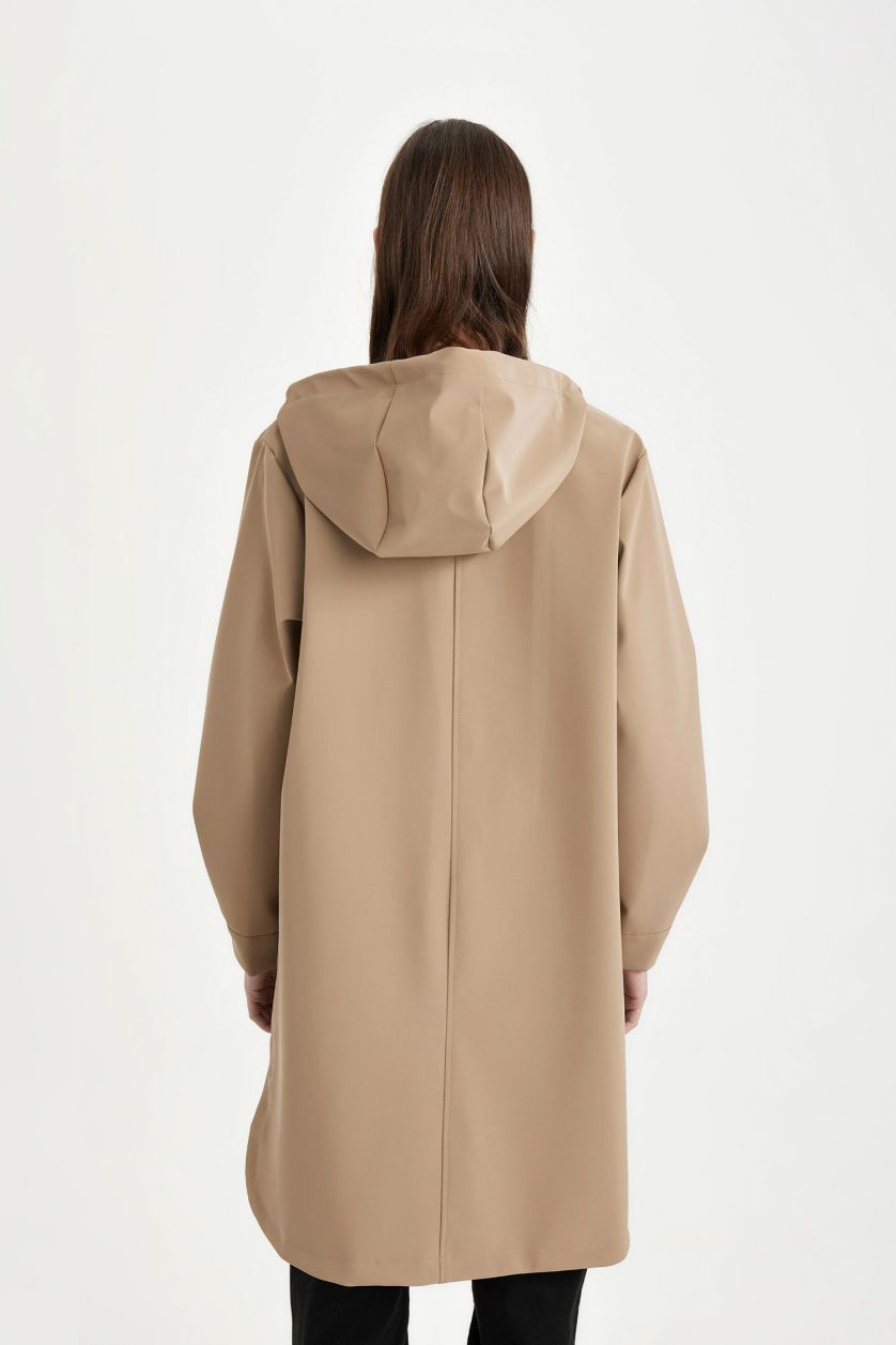 Женщины Верблюжья шерсть Дождевик водооотталкивающий с капюшоном