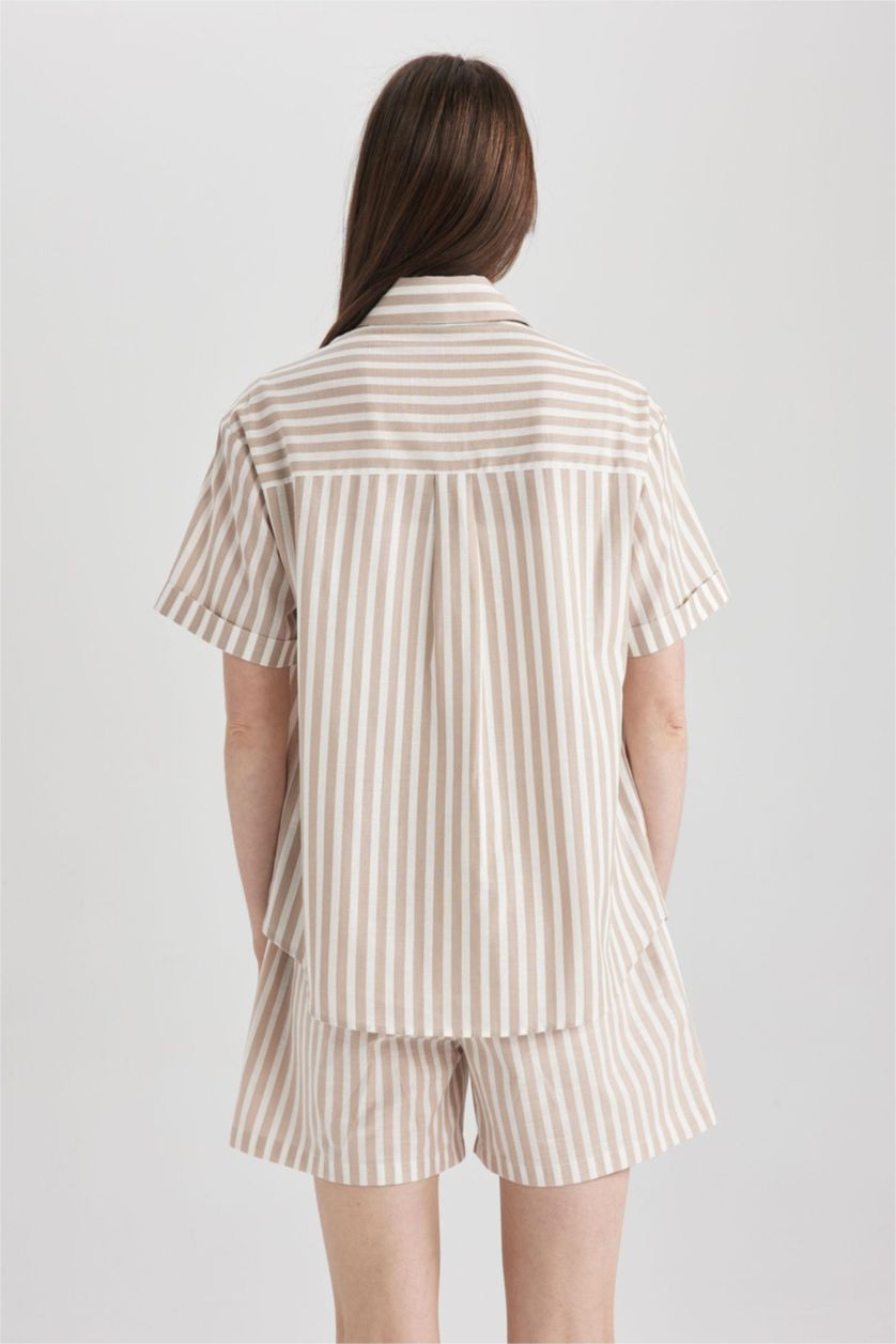 FEMME Écru Chemise Oversize en coton à manches courtes