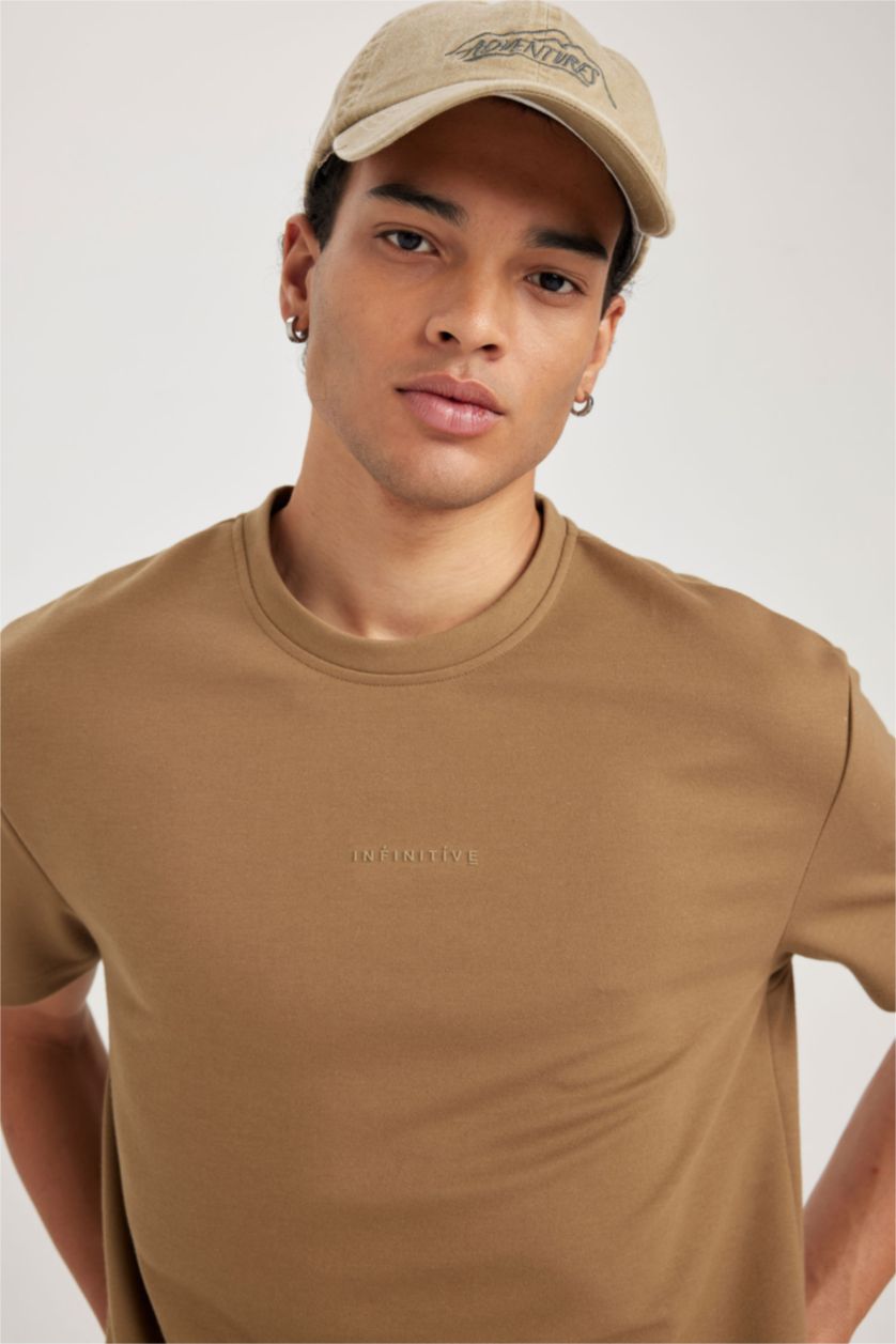 رجالي كامل تي شيرت قصة عادية برقبة مستديرة