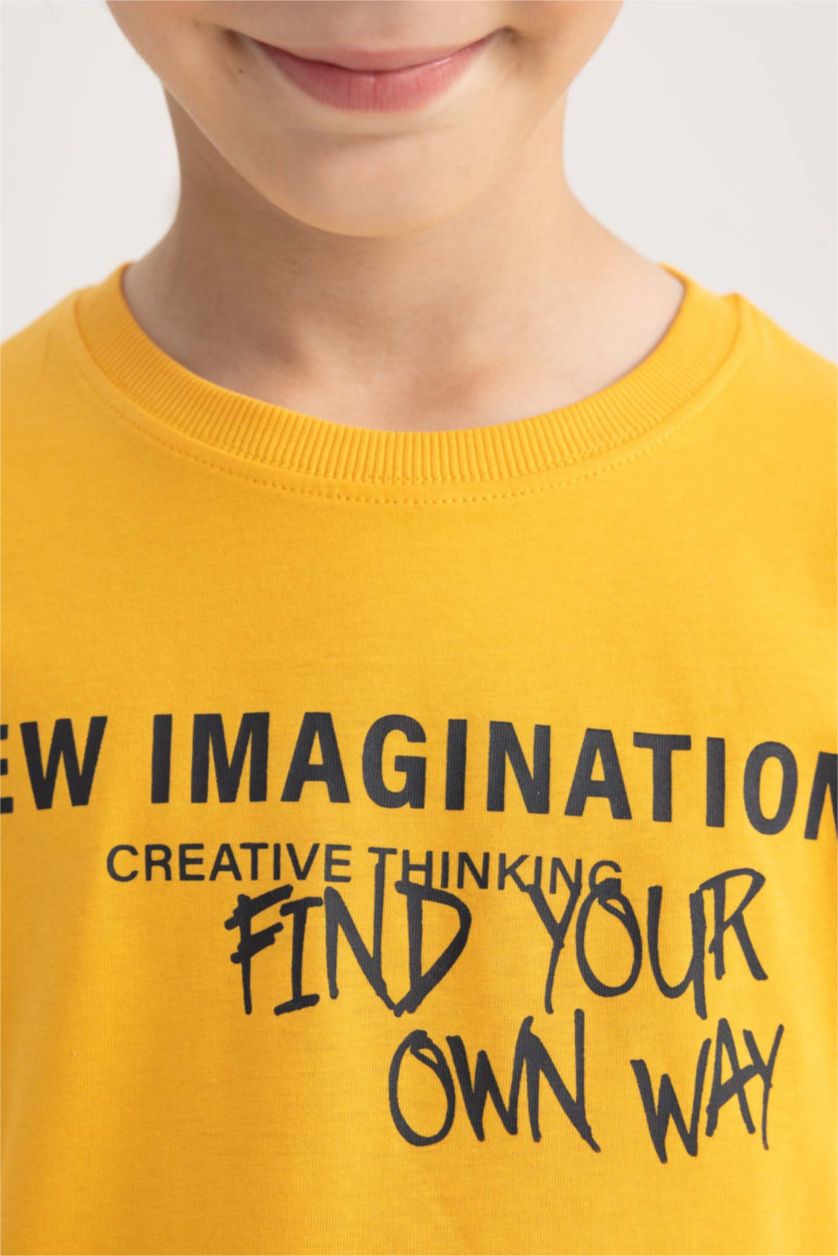 BOYS & TEENS Yellow Boy Oversize Fit Crew Neck Printed Short Sleeve T-Shirt