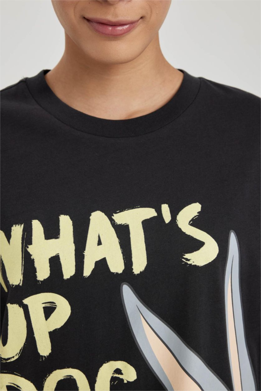 WOMAN Anthracite Coool Looney Tunes Licensed Oversize Fit Printed Short Sleeve T-Shirt