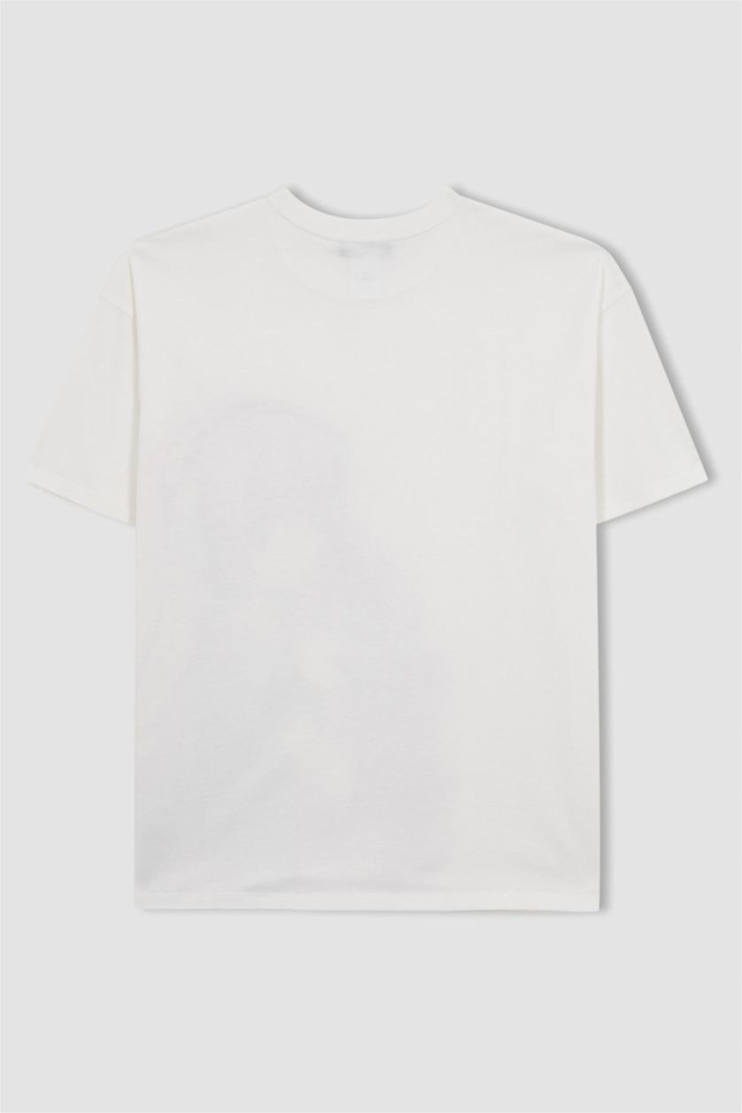 Kadın Kırık Beyaz Oversıze Kısa Kollu Tişört