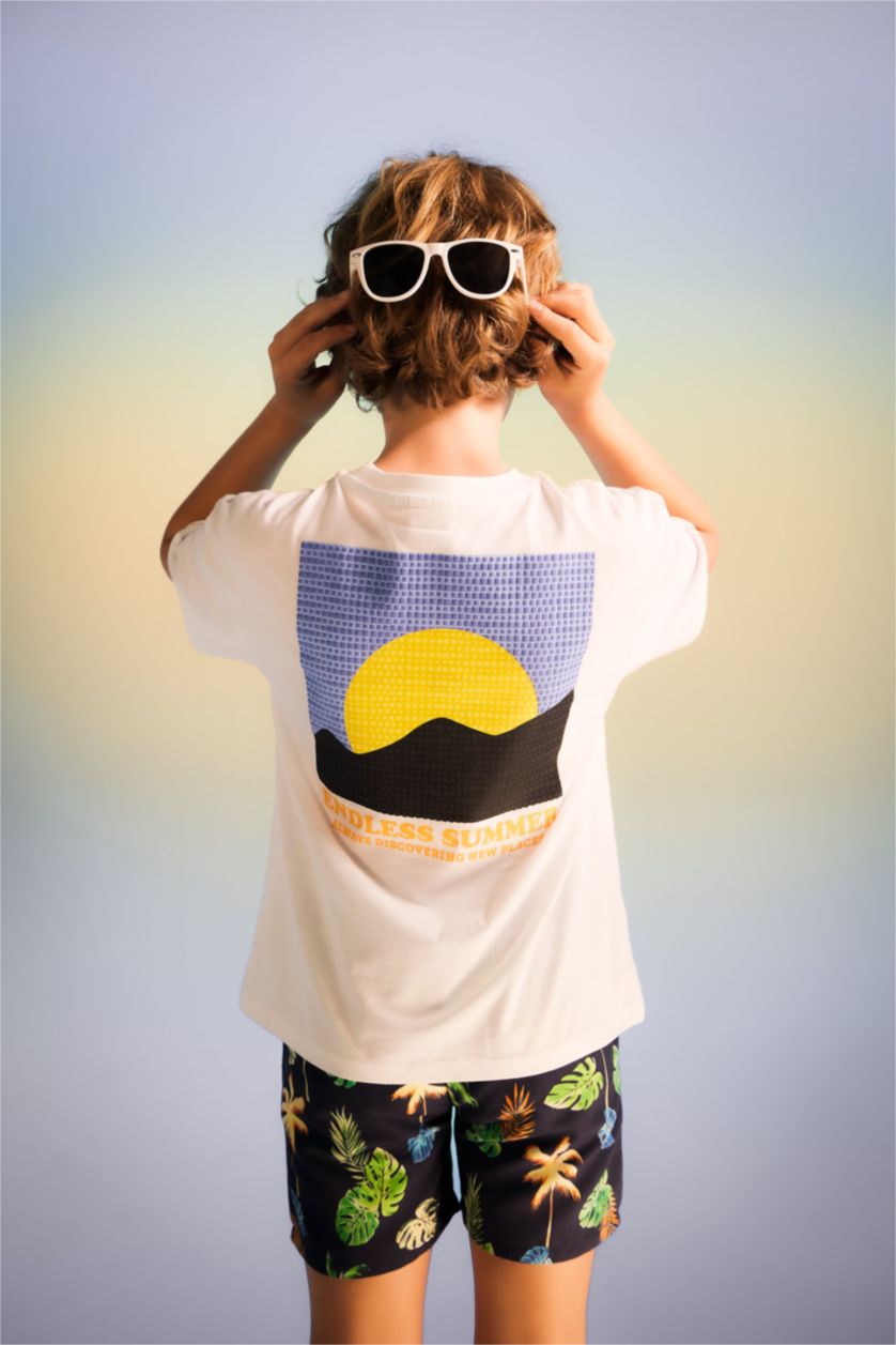 BOYS & TEENS White Boy Oversize Fit Crew Neck Short Sleeve T-Shirt