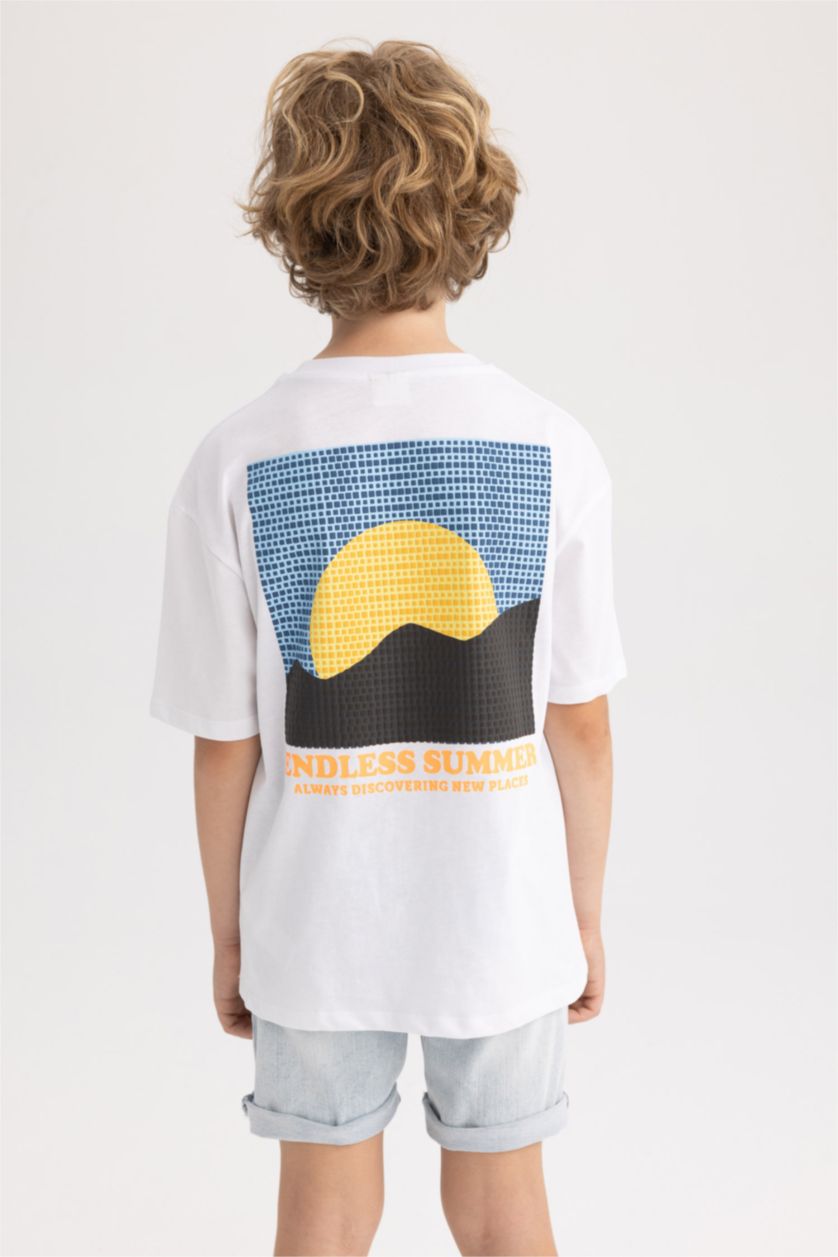 BOYS & TEENS White Boy Oversize Fit Crew Neck Short Sleeve T-Shirt