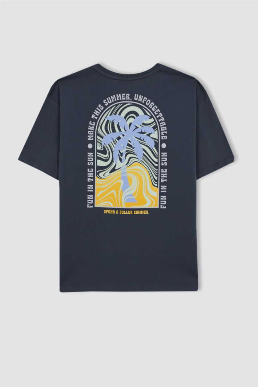 GARÇONS Gris Foncé T-Shirt Oversize À Manches Courtes Imprimé Col Ras Du Cou Garçon