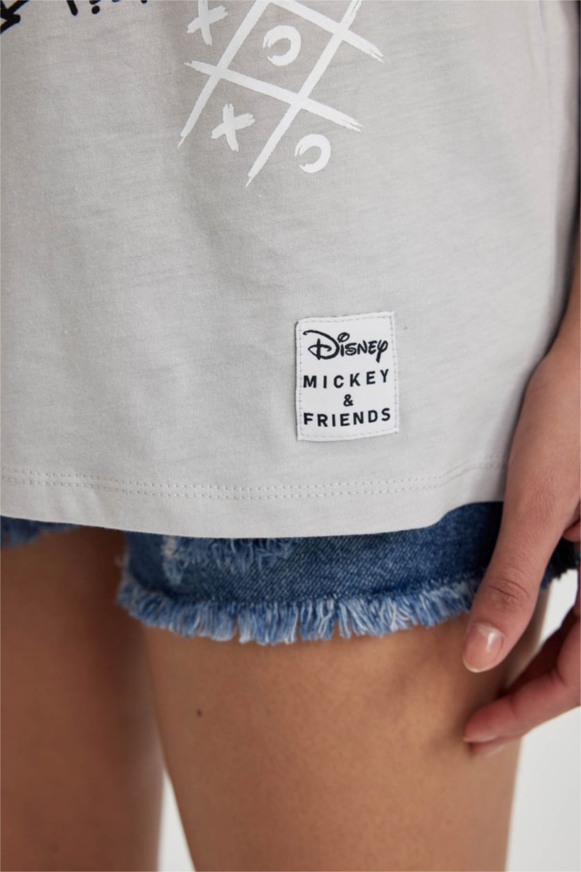 WOMAN Light Grey Cool Disney Mickey & Minnie Licensed Oversize Fit Printed T-Shirt