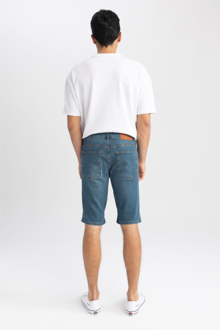 رجالي أخضر غامق برمودا جينز سليم فيت أخضر