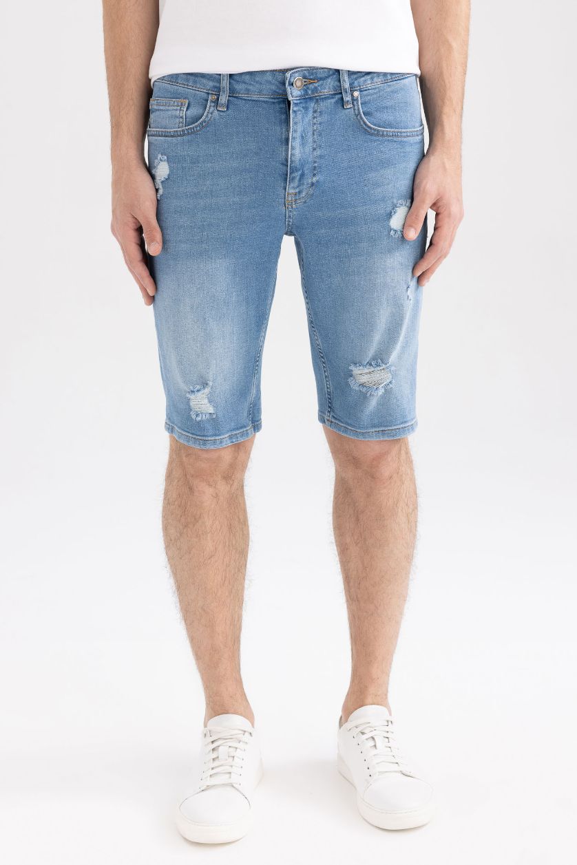 MAN Blue Slim Fit Jeans Bermuda