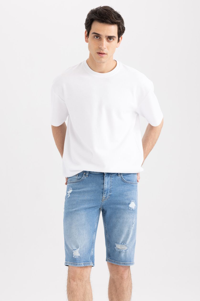 MAN Blue Slim Fit Jeans Bermuda