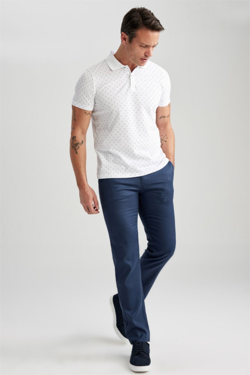 MAN White Slim Fit Pique Short Sleeve Polo T-Shirt