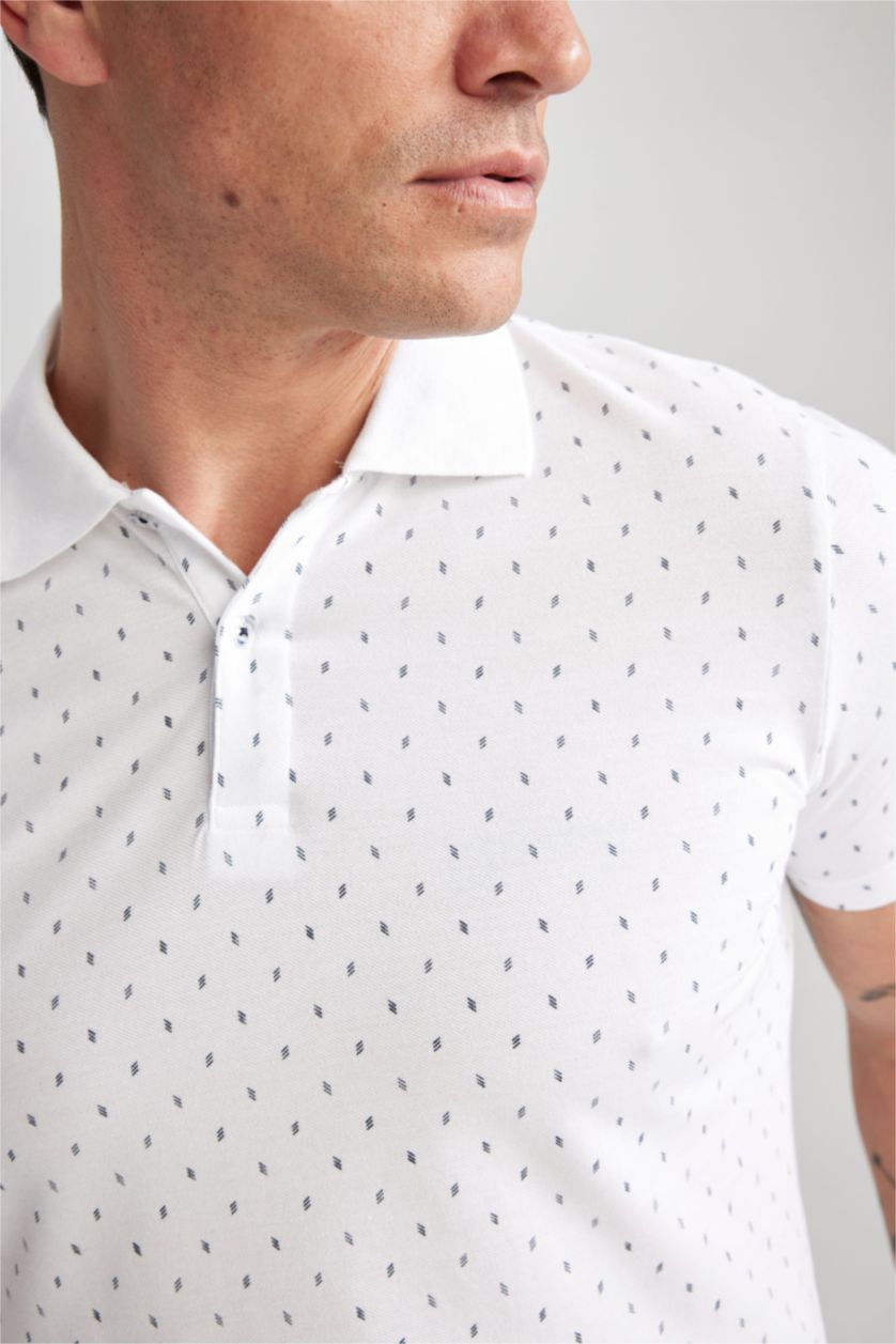 MAN White Slim Fit Pique Short Sleeve Polo T-Shirt