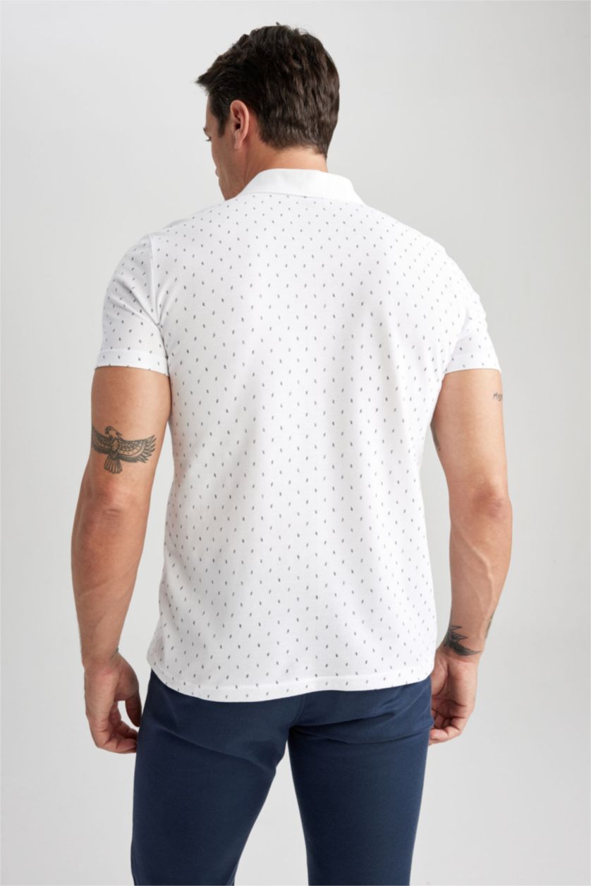 MAN White Slim Fit Pique Short Sleeve Polo T-Shirt