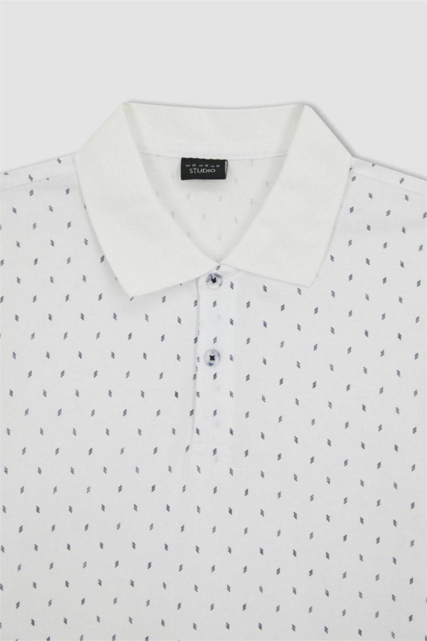 MAN White Slim Fit Pique Short Sleeve Polo T-Shirt