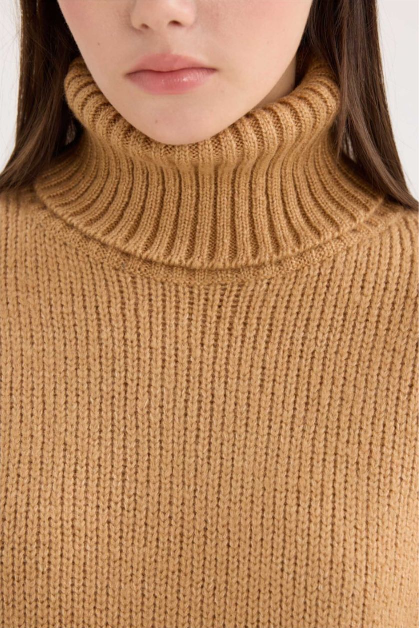 WOMAN Camel Oversize Fit Turtleneck Tunic