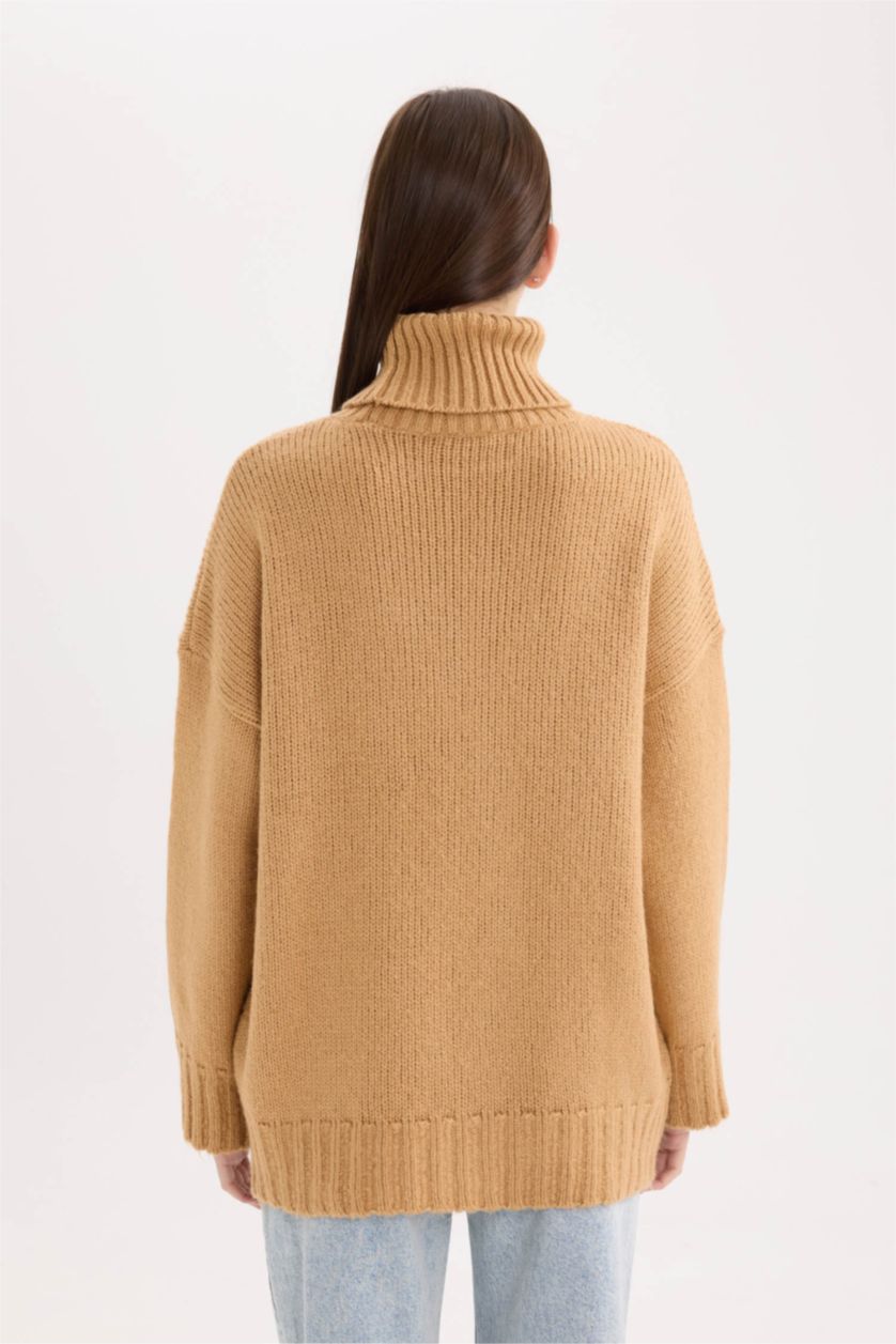 WOMAN Camel Oversize Fit Turtleneck Tunic