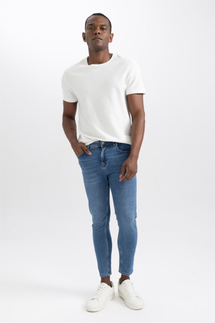 HOMME Bleu Pantalon Jean Coupe Skinny