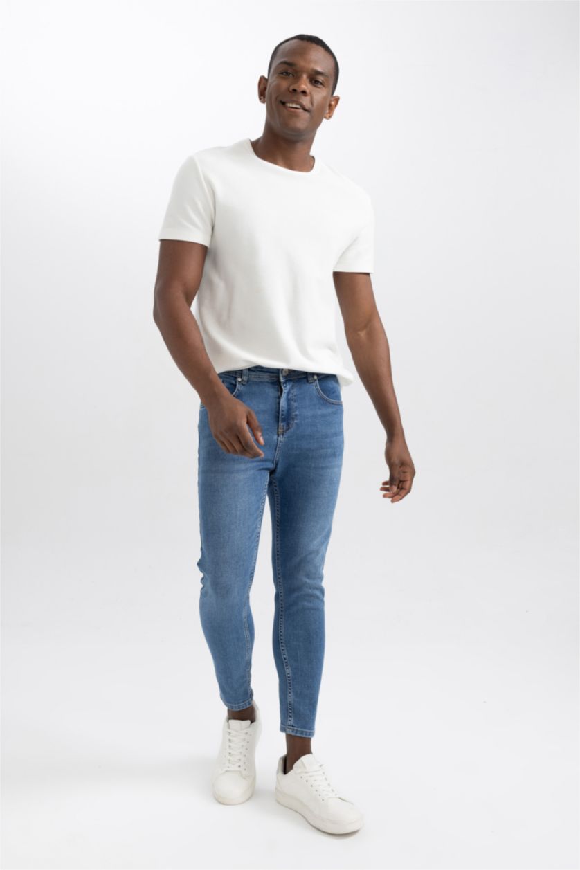 HOMME Bleu Pantalon Jean Coupe Skinny