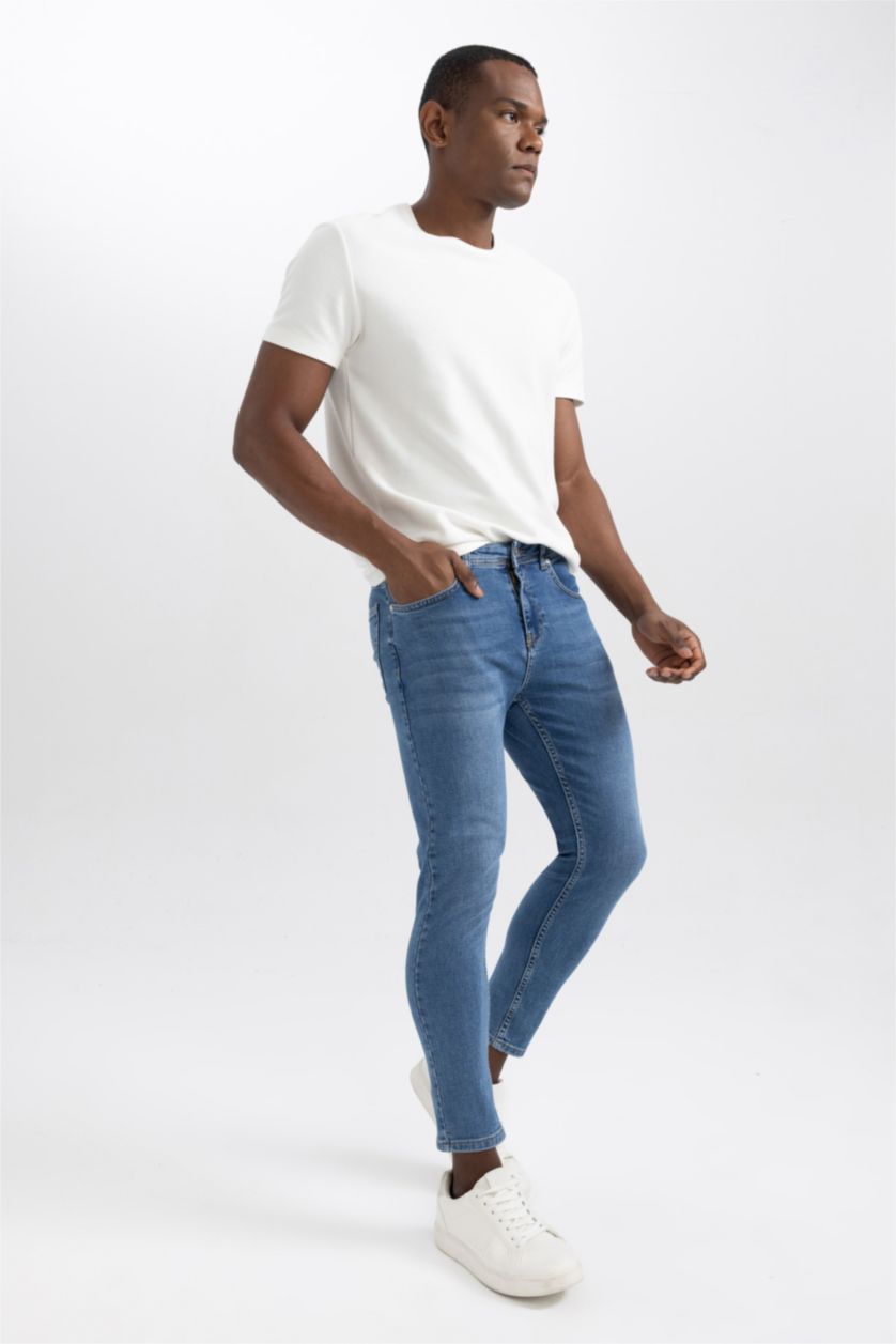 HOMME Bleu Pantalon Jean Coupe Skinny