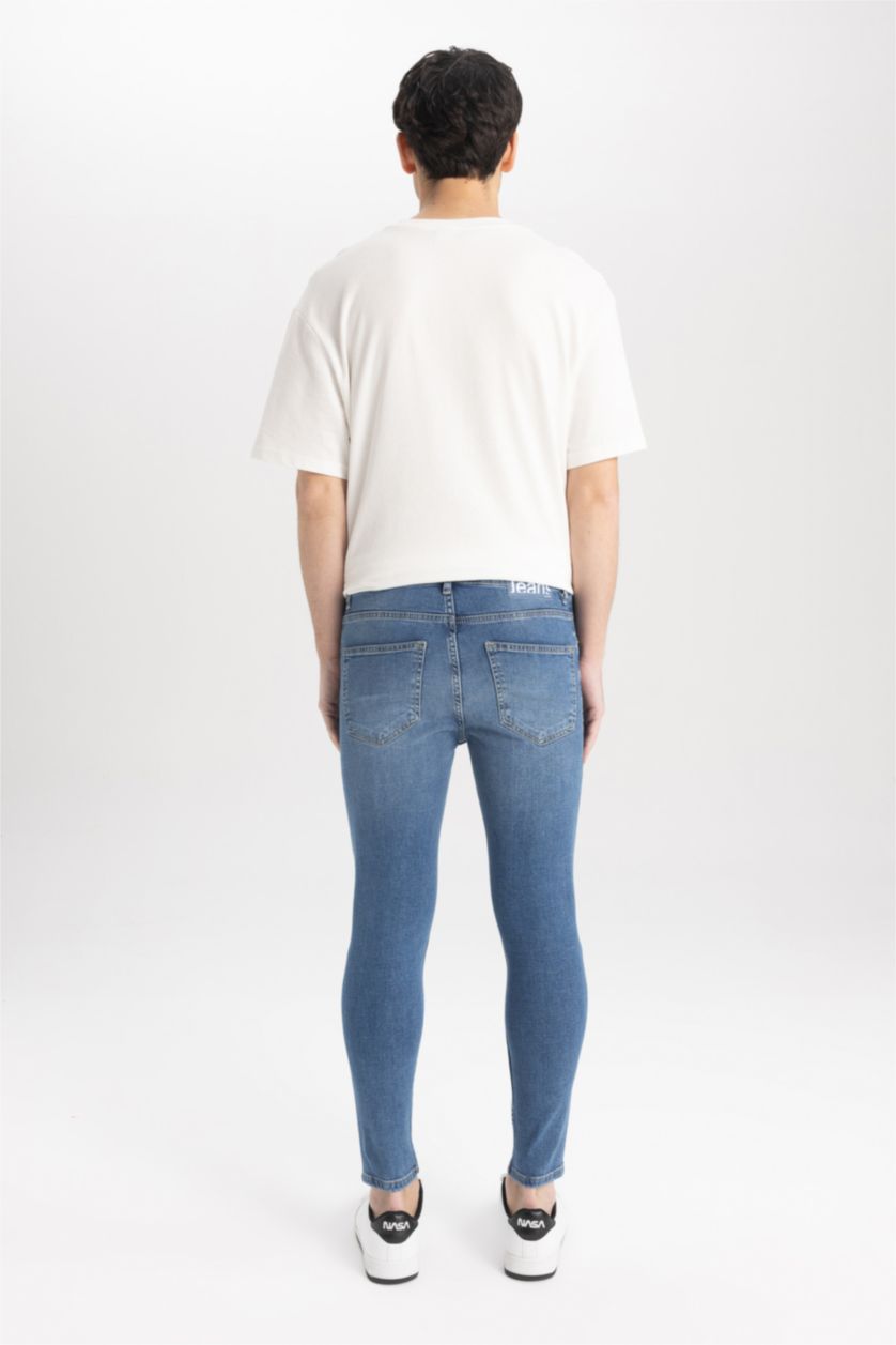 Мужчины Светло-синий Джинсы Skinny Crop узкого кроя со средней талией