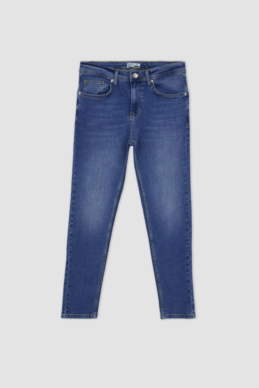 Мужчины Светло-синий Джинсы Skinny Crop узкого кроя со средней талией