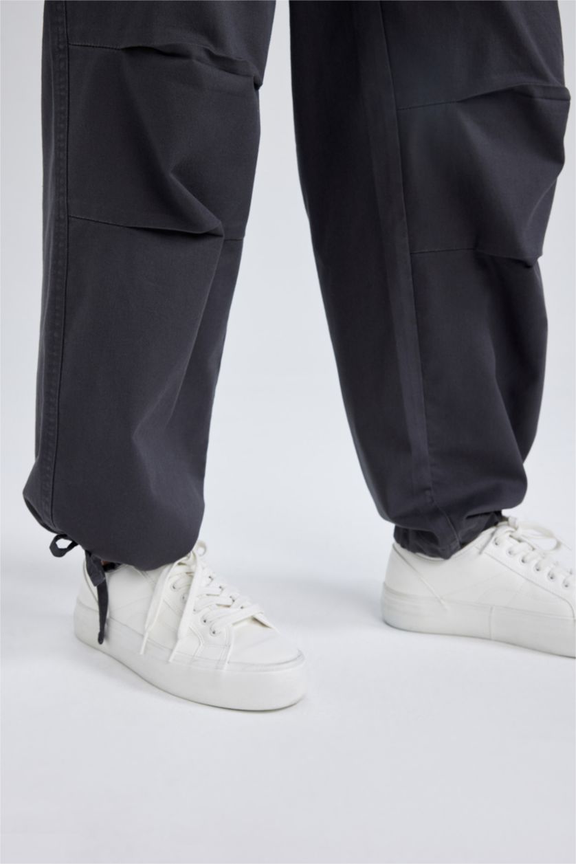 FEMME Anthracite Pantalon Coton Gabardine Parachute