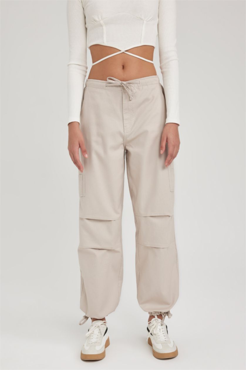 FEMME Beige Parachute Trousers