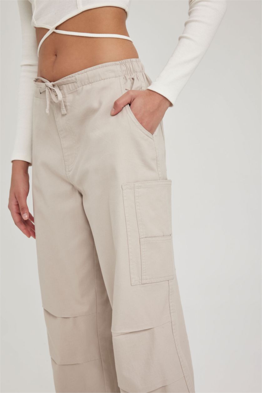 FEMME Beige Parachute Trousers