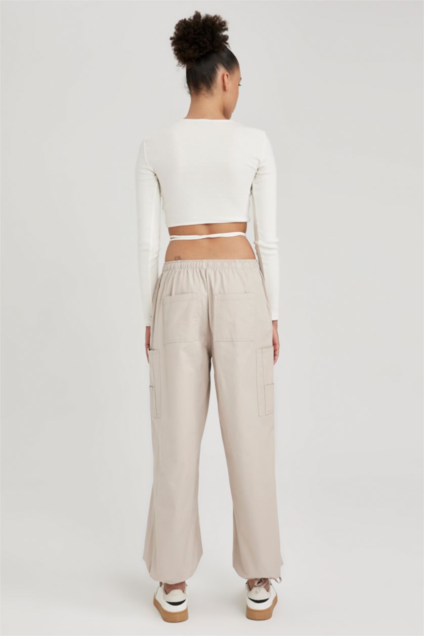 FEMME Beige Parachute Trousers