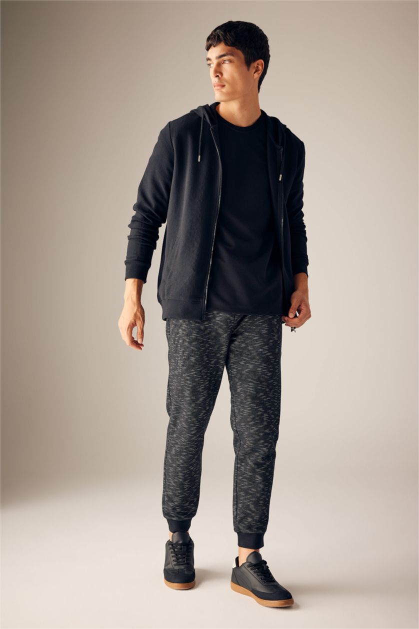 MAN Black Slim Fit Rib Hem Trousers