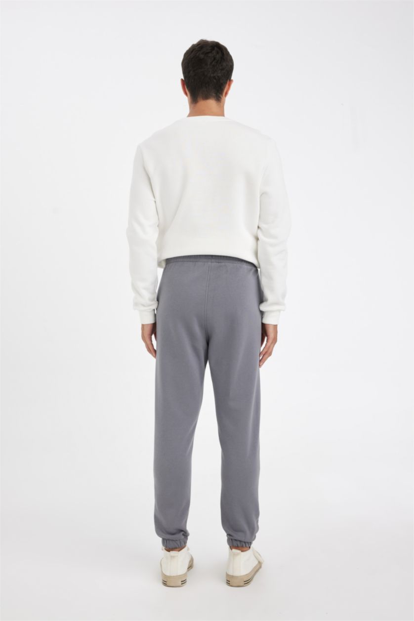 رجالي رمادي غامق بنطلون سويت بانتس بيزك تقيل قصة عادية بأستك من تحت