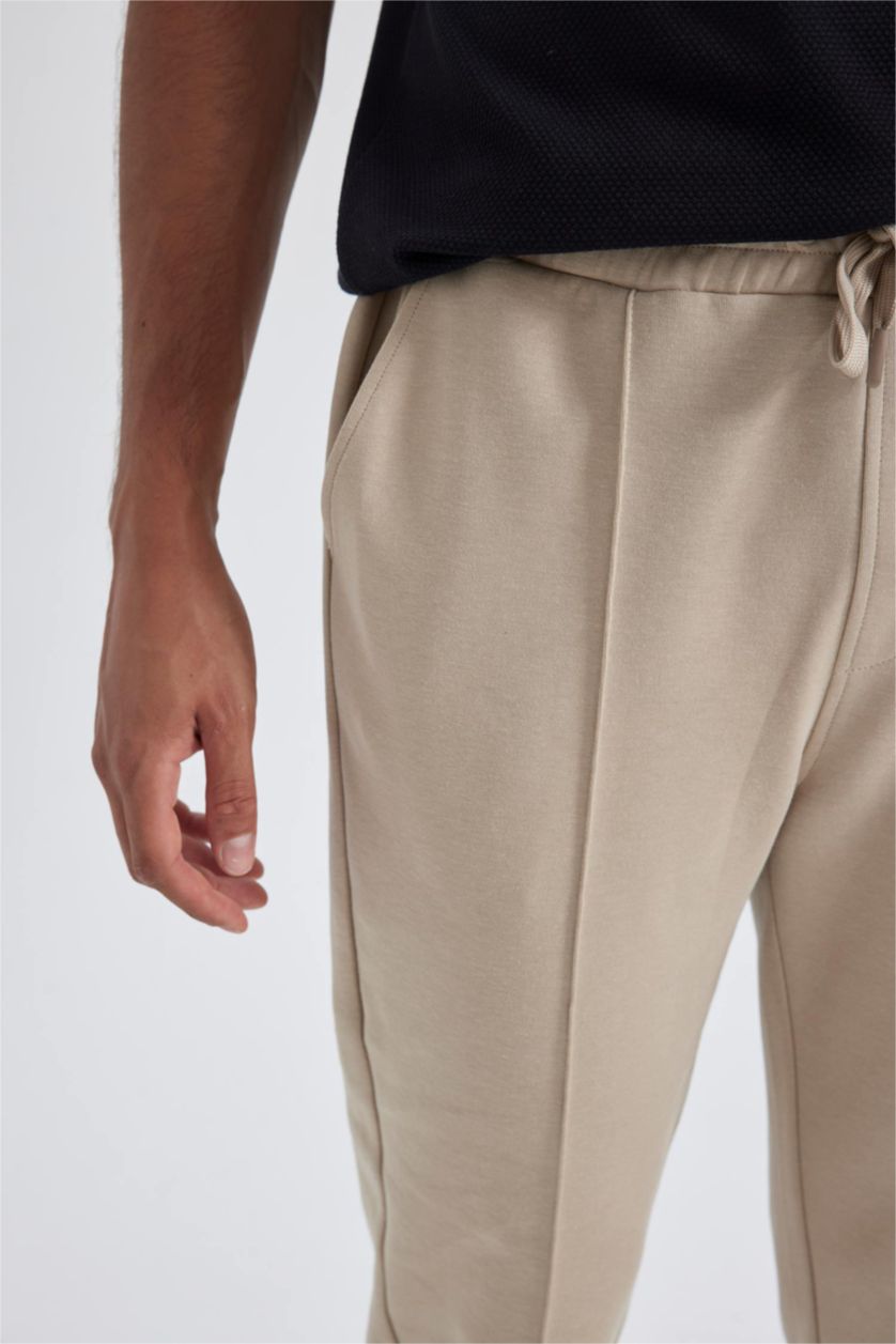 MAN Beige Slim Fit Rib Hem Trousers