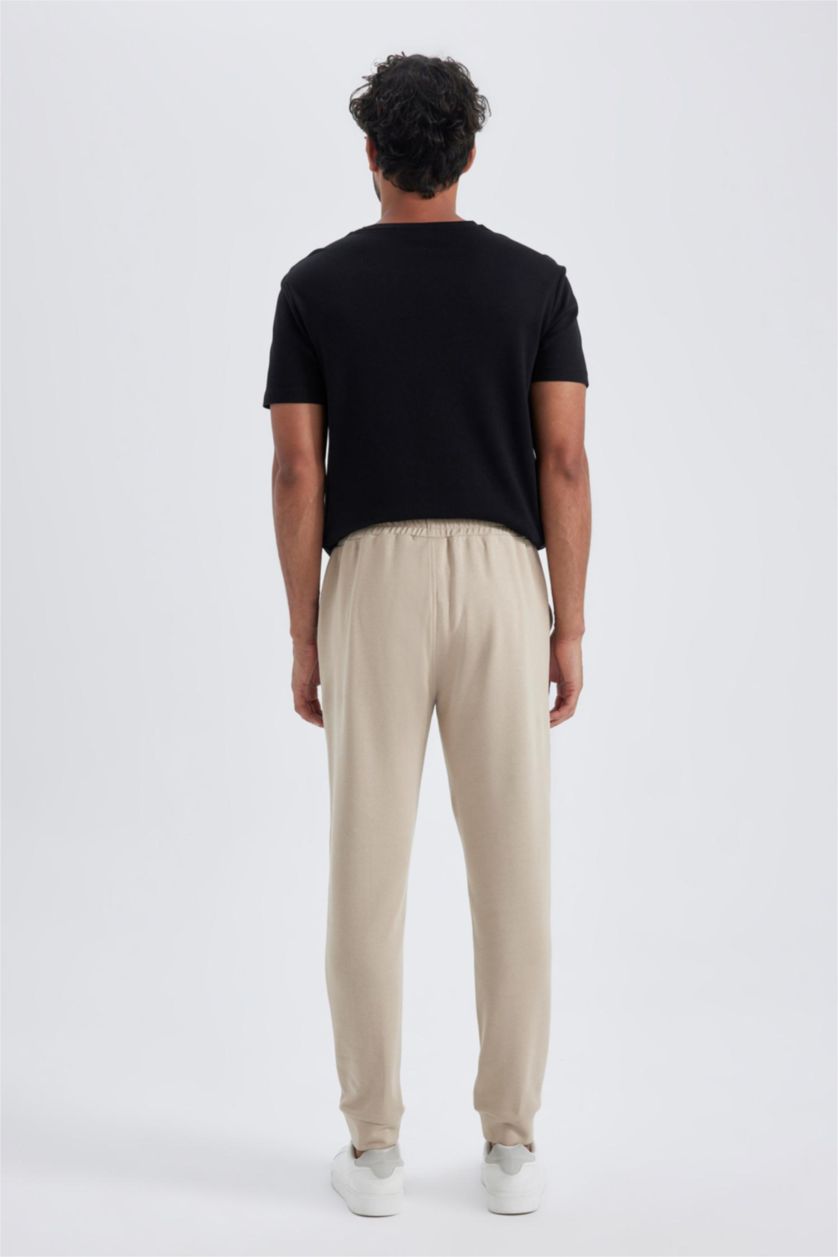 MAN Beige Slim Fit Rib Hem Trousers