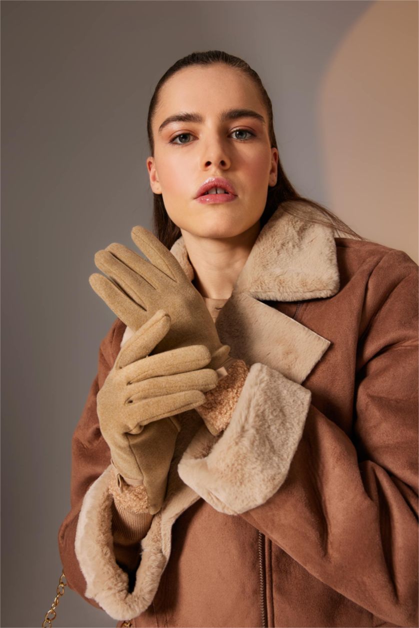 WOMAN Beige Woman Gloves