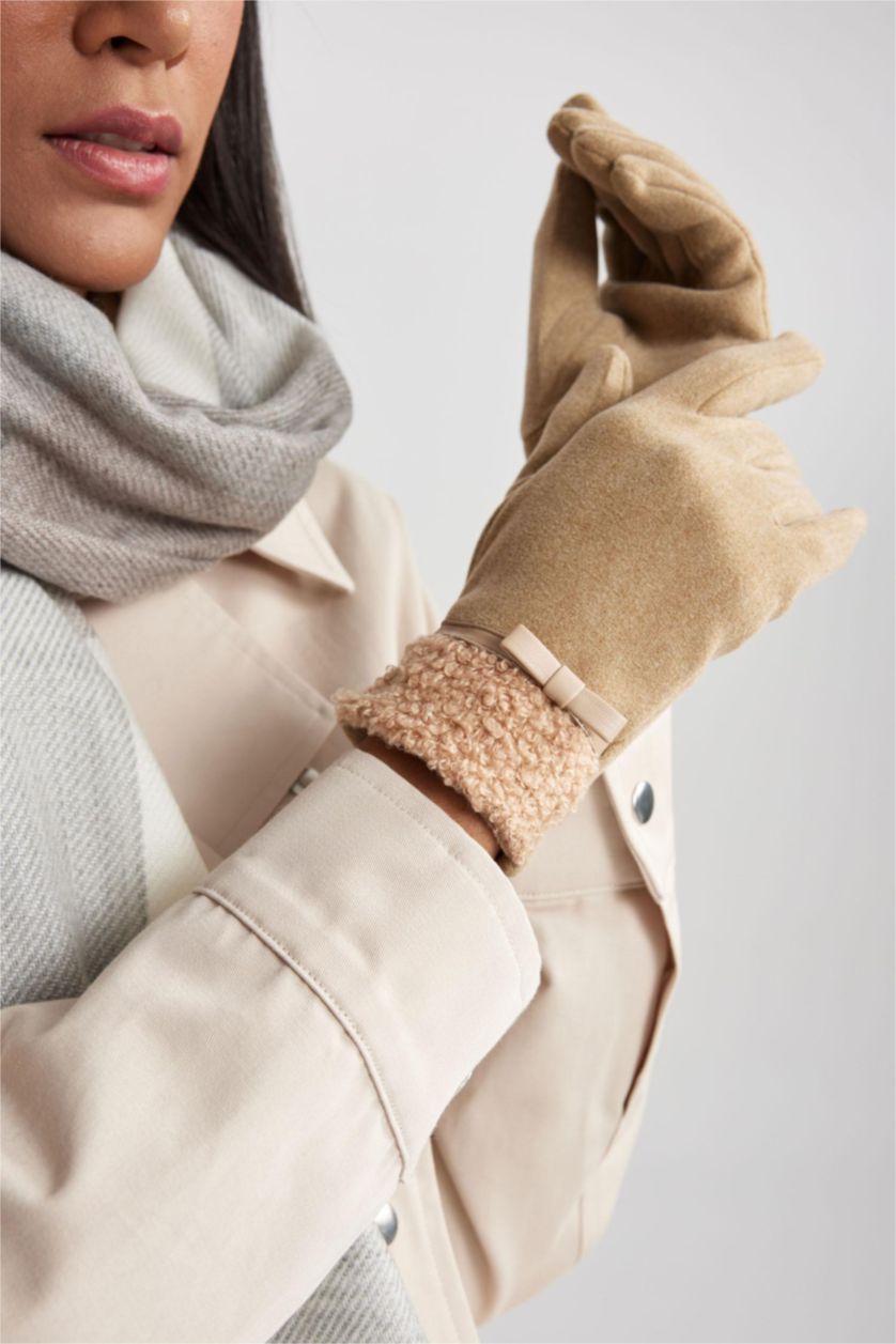 WOMAN Beige Woman Gloves