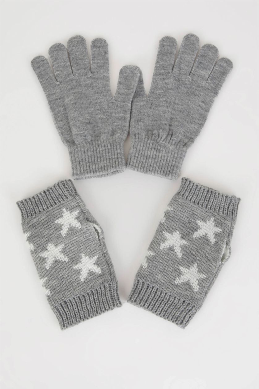 FEMME Gris Lot de 2 gants en maille pour femme