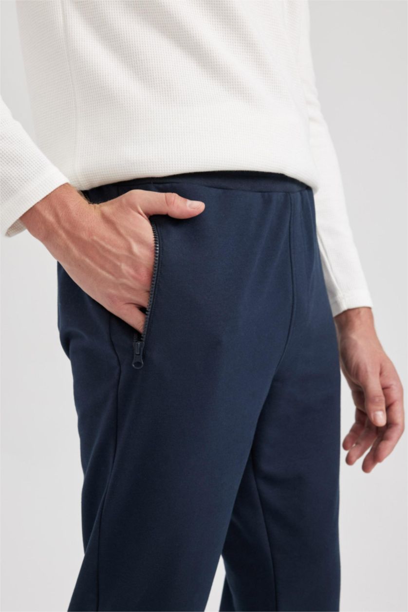 MAN NAVY Slim Fit Rib Hem Trousers