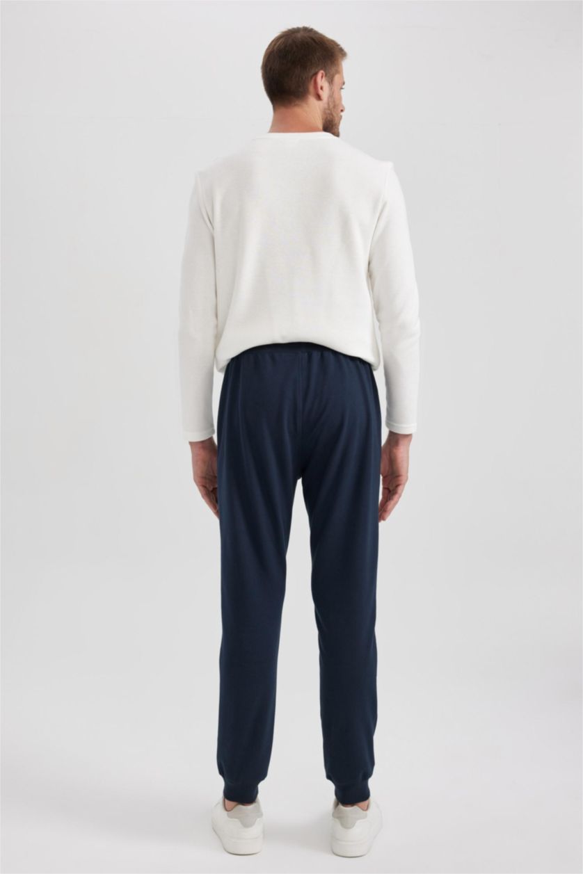 MAN NAVY Slim Fit Rib Hem Trousers