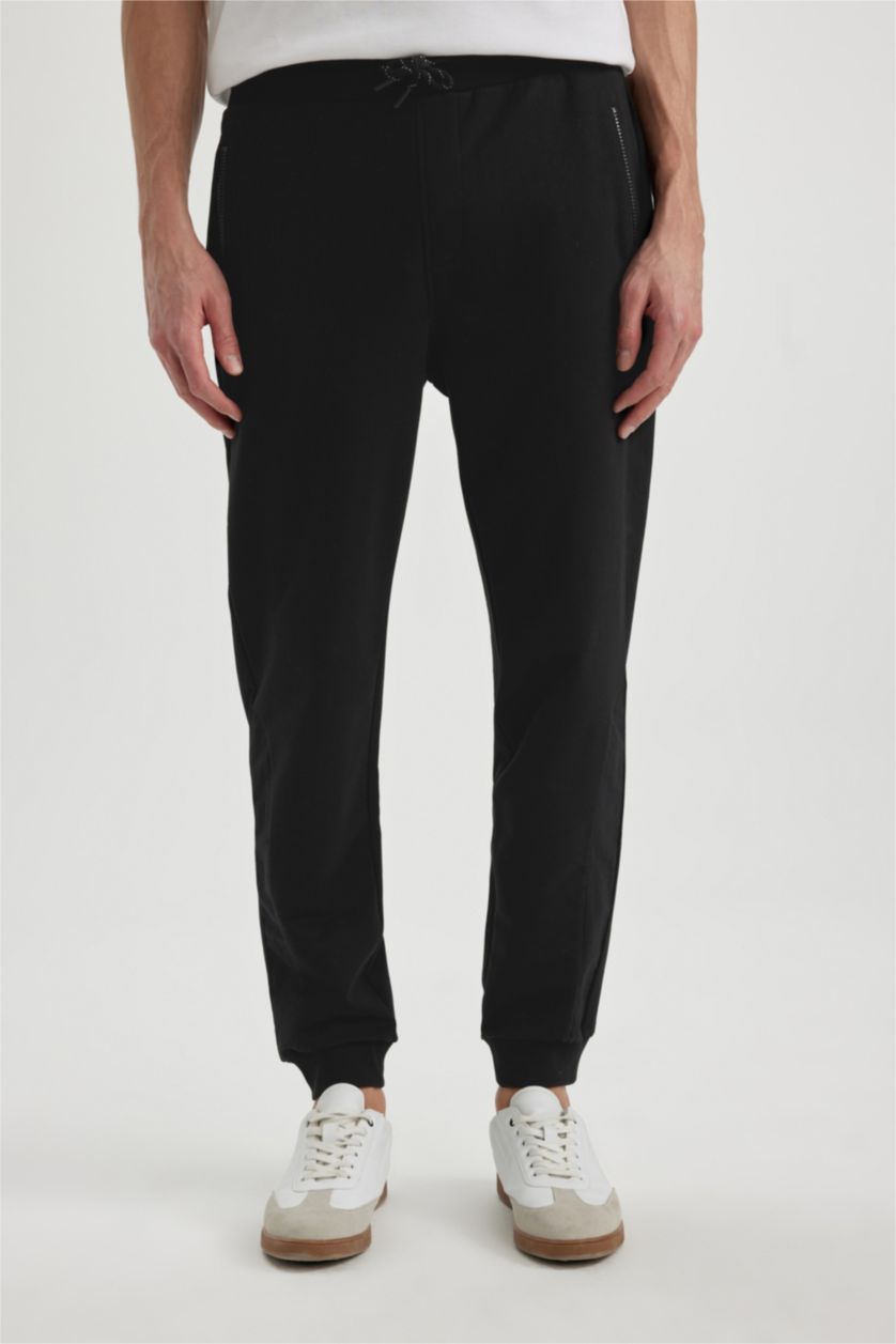 MAN Black Slim Fit Rib Hem Trousers