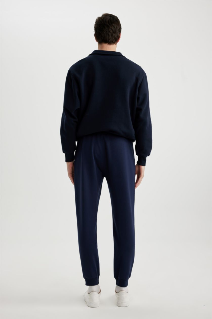 MAN NAVY Slim Fit Rib Hem Trousers