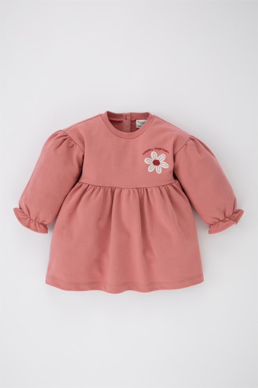 BABY GIRL Rose Regular Fit Flower Long Sleeve Knitted Dress