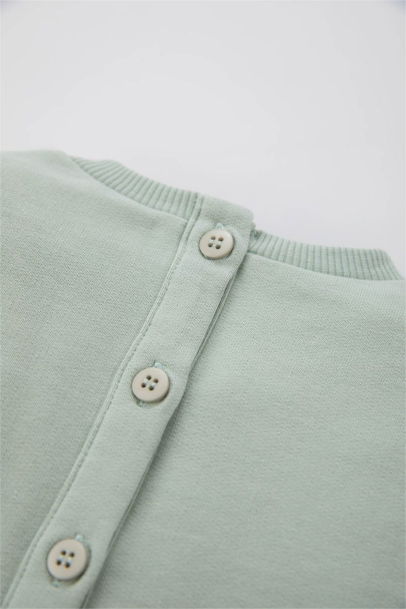 BABY GIRL Mint Regular Fit Flower Long Sleeve Knitted Dress